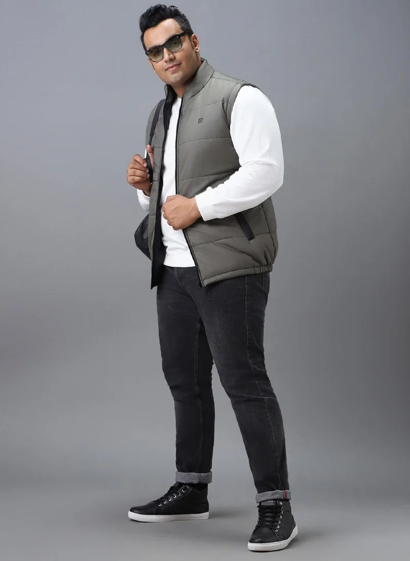 Urbano Fashion  Urbano Plus Men's Olive Sleeveless Zippered Puffer Jacket for Men | Best Price UAE